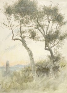 Studie av två träd av Albert Goodwin