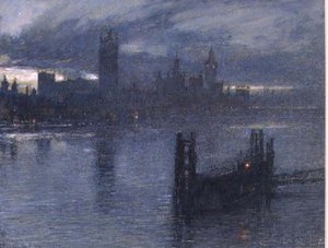 Westminster från Lambeth Bridge av Albert Goodwin