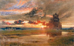 Whitby - St Hildas kloster (penna och akvarell på papper (klistrad på kort))