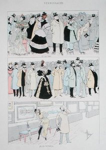 Galleriöppningar, ca 1900 (lito i färg) av Albert Guillaume