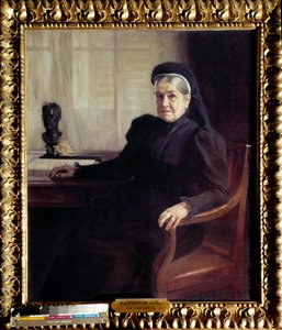 Porträtt av Madame Pasteur (1854-1905), änka efter den franske läkaren Louis Pasteur (1822-1895) 1899” Målning av Albert Edelfelt (1854-1905) 1899 Paris, Musee Pasteur - Porträtt av Madame Pasteur 4-190855, (19085) av den franske läkaren Louis Pasteur (182 av Albert Gustaf Aristides Edelfelt