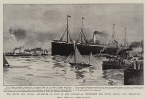 För Queen and Empire, avresa från en del av den australiensiska kontingenten till Sydafrika från Melbourne av Albert Henry Fullwood