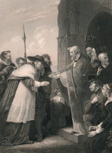 Kardinal Wolsey kommer in i Abbey of Leicester, 1530, mitten av 1800-talet. av Albert Henry Payne