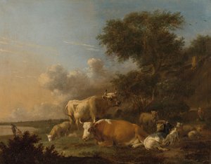 Landskap med boskap av Albert Jansz Klomp