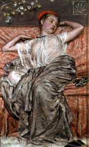 Studie av en draperad figur (olja) av Albert Joseph Moore