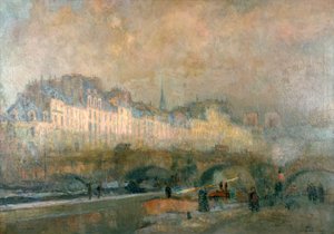 Utsikt över Pont Neuf och Ile de la Cite, Paris, sent 1800- och början av 1900-talet