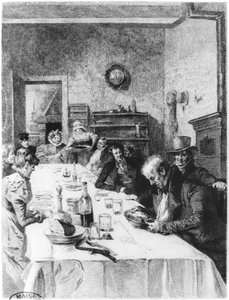 Internatet Vauquer, illustration ur "Le Pere Goriot" av Honore de Balzac (1799-1850) 1900