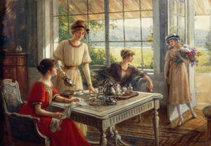 Kvinnor som dricker te, av Albert Lynch (1851-1912)