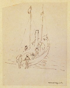 Båt (penna på papper) av Albert Marquet