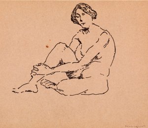Naken sittande (penna och bläck på papper) av Albert Marquet