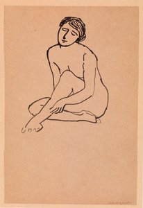 Naken kvinna sitter (penna och bläck på papper) av Albert Marquet