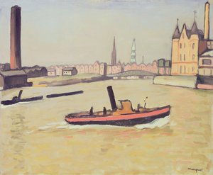 Hamnen i Hamburg av Albert Marquet