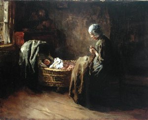 Interiörscen (olja på duk)