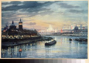 Illuminations a Moscow (Illumination in Moscow). Teckning av Albert Nikolayevich Benois (1852-1936). Färglitografi, rysk konst från 1800-talet. Ryska statsbiblioteket, Moskva. av Albert Nikolayevich Benois