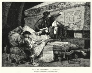 Death Of Clodebert, At Soissons (gravyr) av Albert Pierre René (after) Maignan