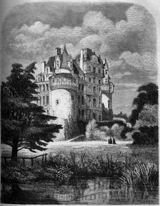 Chateau de la Loire: exteriör vy av Chateau de Brissac (renässansarkitektur av Albert Pierre Rene Maignan