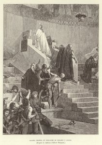 Sciarra Colonna och Guillaume de Nogaret i Anagni. Sciarra Colonna och Guillaume de Nogaret konfronterar påven Boniface VIII i Anagni, Italien