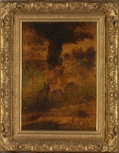 A Stag and Two Does, ca. 1870-talet. av Albert Pinkham Ryder