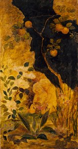 Panel för en skärm: Barn som leker med en kanin, ca. 1876. av Albert Pinkham Ryder
