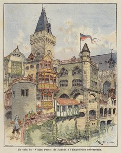 Ett hörn av Robidas Old Paris på Exposition Universelle av Albert Robida