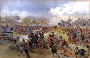 Slaget vid Cerisolles mellan Francis Ist och Charles V av Albert Robida
