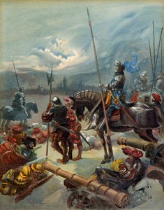 Femte italienska kriget (1515-1516): natten till Marignan (Italien), mellan 13 och 14 september 1515. Illustration av Albert Robida