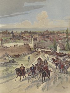 Francois I gör arbete på Paris vallar av Albert Robida