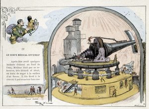 Futuristisk kanon - i "" Kriget under det tjugonde århundradet"" av Robida av Albert Robida