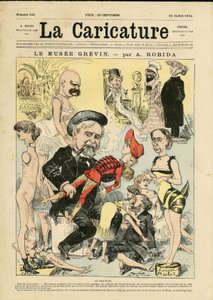 Illustration av Albert Robida (1848-1926) för omslaget till La Caricature (1880) av Albert Robida
