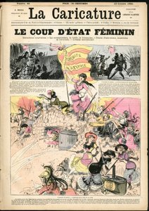 Illustration av Albert Robida (1848-1926) för omslaget till La Caricature (1880) av Albert Robida