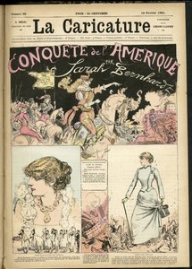 Illustration av Albert Robida (1848-1926) för omslaget till The Caricature (1880) av Albert Robida