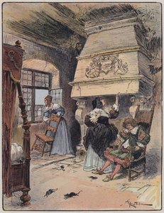 Illustration för Le Capitaine Bellormeau av och illustrerad av A Robida (färg litho) av Albert Robida
