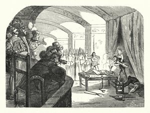 Inkvisitionen i Frankrike under Franciskus I:s regeringstid (gravyr) av Albert Robida