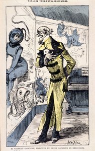 Mr Valentin Croknuff, chef för Melbournes stora akvarium, parodi på Jules Verne, "" Mycket extraordinära resor av Saturnin Farandoul till 5 eller 6 delar av världen och till alla länder kända eller okända för Mr. Jules Verne" av Robida, Paris av Albert Robida