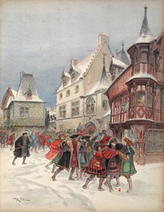 Kungen sårad under en skenstrid vid St. Pols hus i Romorantin, illustration från 