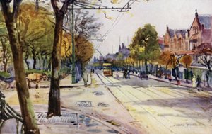 Lord Street, Southport (färg litho) av Albert Woods