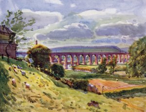 Whalley, viadukten (färg litho)