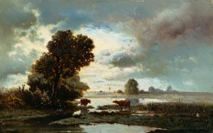Betesmark vid floden av Alberto Pasini