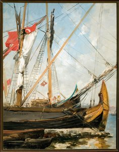 Segelbåtar på Bosporen i Turkiet Målning av Alberto Pasini (1826-1899) 1800-talsgener, Galleria d