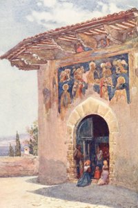 Pilgrimernas kapell, Assisi (färglitografi) av Alberto Pisa
