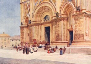 Duomo, Orvieto (färglitografi) av Alberto Pisa