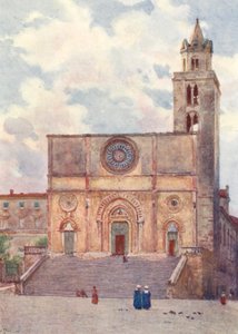 Katedralen i Todi (färglitografi) av Alberto Pisa