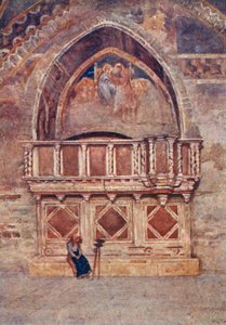 Predikstol, nedre kyrkan, S Francesco, Assisi (färglitografi) av Alberto Pisa