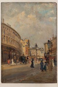 Regent Street (olja på pannå) av Alberto Pisa
