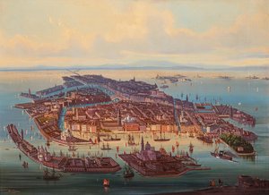 Flygfoto över Venedig, 1867. av Alberto Rieger