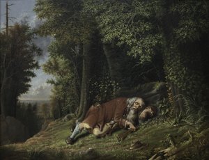 Rip Van Winkle som sover, 1879-80 (olja på canvas)