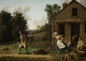 Rip Van Winkle jagas hemifrån av Dame Van Winkle, 1880 av Albertus D.O Browere
