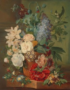Blommor i en terrakottavas av Albertus Jonas Brandt