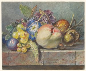 Frukt och blomma stilleben