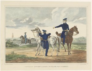 Frivilliga rastvakter till häst från Utrecht, 1830 Frivilliga rastvakter till häst, från Utrecht (titel på objekt)